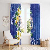 Northern Mariana Islands Chamorro Window Curtain Plumeria Curves Style Navy Version LT05 - Polynesian Pride