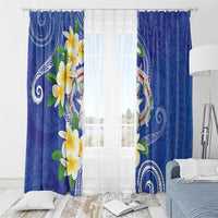 Northern Mariana Islands Chamorro Window Curtain Plumeria Curves Style Navy Version LT05 - Polynesian Pride