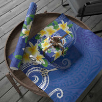 Northern Mariana Islands Chamorro Wrapping Paper Plumeria Curves Style Navy Version LT05 - Polynesian Pride
