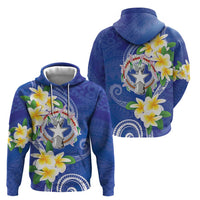 Northern Mariana Islands Chamorro Zip Hoodie Plumeria Curves Style Navy Version LT05 - Polynesian Pride