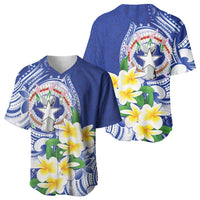 Northern Mariana Islands Baseball Jersey Polynesian Pattern With Frangipani LT05 - Polynesian Pride