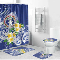 Northern Mariana Islands Bathroom Set Polynesian Pattern With Frangipani LT05 Bathroom Set (4 pcs) Navy - Polynesian Pride
