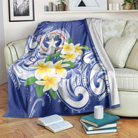 Northern Mariana Islands Blanket Polynesian Pattern With Frangipani LT05 Navy - Polynesian Pride