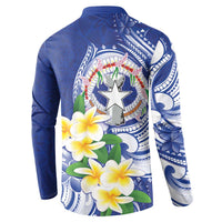 Northern Mariana Islands Button Sweatshirt Polynesian Pattern With Frangipani LT05 - Polynesian Pride