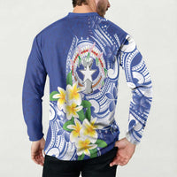 Northern Mariana Islands Button Sweatshirt Polynesian Pattern With Frangipani LT05 - Polynesian Pride
