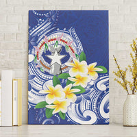 Northern Mariana Islands Canvas Wall Art Polynesian Pattern With Frangipani LT05 Without Frame Navy - Polynesian Pride