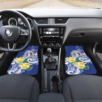 Northern Mariana Islands Car Mats Polynesian Pattern With Frangipani LT05 Set 2pcs - Front Navy - Polynesian Pride