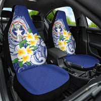 Northern Mariana Islands Car Seat Cover Polynesian Pattern With Frangipani LT05 One Size Navy - Polynesian Pride