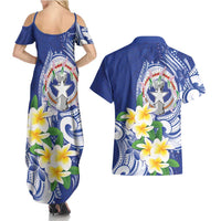 Northern Mariana Islands Couples Matching Summer Maxi Dress and Hawaiian Shirt Polynesian Pattern With Frangipani LT05 - Polynesian Pride