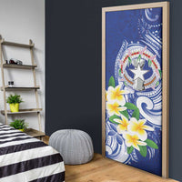 Northern Mariana Islands Door Cover Polynesian Pattern With Frangipani LT05 - Polynesian Pride