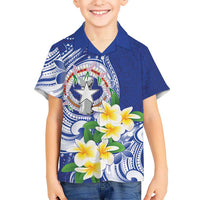 Northern Mariana Islands Family Matching Puletasi and Hawaiian Shirt Polynesian Pattern With Frangipani