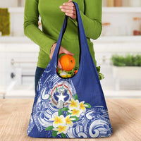Northern Mariana Islands Grocery Bag Polynesian Pattern With Frangipani LT05 - Polynesian Pride