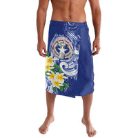 Northern Mariana Islands Lavalava Polynesian Pattern With Frangipani LT05 Navy - Polynesian Pride