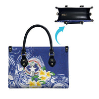 Northern Mariana Islands Leather Bag Polynesian Pattern With Frangipani LT05 - Polynesian Pride