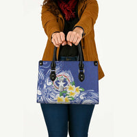 Northern Mariana Islands Leather Bag Polynesian Pattern With Frangipani LT05 - Polynesian Pride