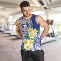 Northern Mariana Islands Men Tank Top Polynesian Pattern With Frangipani LT05 Navy - Polynesian Pride
