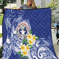 Northern Mariana Islands Quilt Polynesian Pattern With Frangipani LT05 Navy - Polynesian Pride