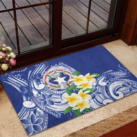 Northern Mariana Islands Rubber Doormat Polynesian Pattern With Frangipani LT05 - Polynesian Pride
