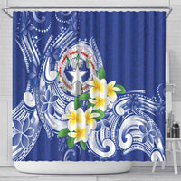 Northern Mariana Islands Shower Curtain Polynesian Pattern With Frangipani LT05 - Polynesian Pride