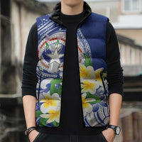 Northern Mariana Islands Sleeveless Puffer Jacket Polynesian Pattern With Frangipani LT05 - Polynesian Pride