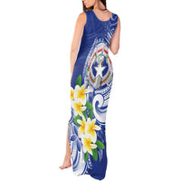 Northern Mariana Islands Tank Maxi Dress Polynesian Pattern With Frangipani LT05 - Polynesian Pride