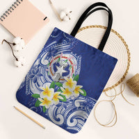 Northern Mariana Islands Tote Bag Polynesian Pattern With Frangipani LT05 Black Strap One Size Navy - Polynesian Pride