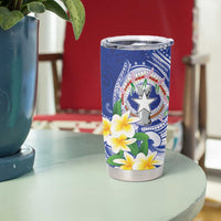 Northern Mariana Islands Tumbler Cup Polynesian Pattern With Frangipani LT05 - Polynesian Pride