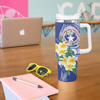 Northern Mariana Islands Tumbler With Handle Polynesian Pattern With Frangipani LT05 - Polynesian Pride