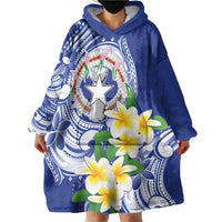 Northern Mariana Islands Wearable Blanket Hoodie Polynesian Pattern With Frangipani LT05 - Polynesian Pride