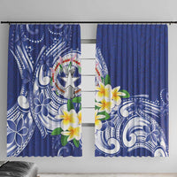 Northern Mariana Islands Window Curtain Polynesian Pattern With Frangipani LT05 With Hooks Navy - Polynesian Pride