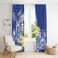 Northern Mariana Islands Window Curtain Polynesian Pattern With Frangipani LT05 - Polynesian Pride
