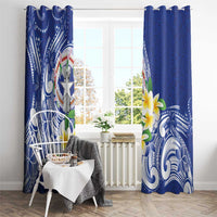 Northern Mariana Islands Window Curtain Polynesian Pattern With Frangipani LT05 - Polynesian Pride
