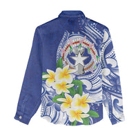Northern Mariana Islands Women Casual Shirt Polynesian Pattern With Frangipani LT05 - Polynesian Pride
