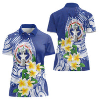 Northern Mariana Islands Women Polo Shirt Polynesian Pattern With Frangipani LT05 - Polynesian Pride