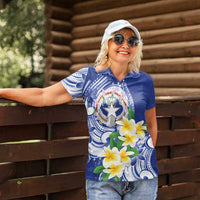 Northern Mariana Islands Women Polo Shirt Polynesian Pattern With Frangipani LT05 - Polynesian Pride