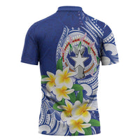 Northern Mariana Islands Zipper Polo Shirt Polynesian Pattern With Frangipani LT05 - Polynesian Pride