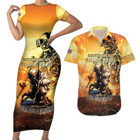 Hawaii Memorial Day Couples Matching Short Sleeve Bodycon Dress and Hawaiian Shirt Remember Their Sacrifice LT05 Yellow - Polynesian Pride
