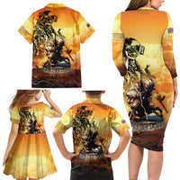 Hawaii Memorial Day Family Matching Long Sleeve Bodycon Dress and Hawaiian Shirt Remember Their Sacrifice