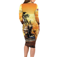 Hawaii Memorial Day Long Sleeve Bodycon Dress Remember Their Sacrifice
