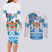Fiji 679 Constitution Day Couples Matching Long Sleeve Bodycon Dress and Long Sleeve Button Shirt Fijian Tapa Pattern