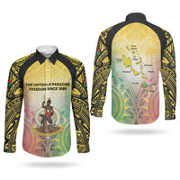 Vanuatu Independence Day Couples Matching Mermaid Dress and Long Sleeve Button Shirt The Untouched Paradise LT05 - Polynesian Pride