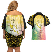 Vanuatu Independence Day Couples Matching Off Shoulder Short Dress and Hawaiian Shirt The Untouched Paradise