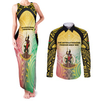 Vanuatu Independence Day Couples Matching Tank Maxi Dress and Long Sleeve Button Shirt The Untouched Paradise