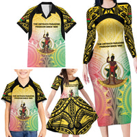 Vanuatu Independence Day Family Matching Long Sleeve Bodycon Dress and Hawaiian Shirt The Untouched Paradise LT05 - Polynesian Pride