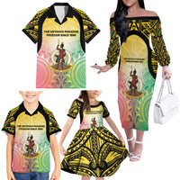 Vanuatu Independence Day Family Matching Off The Shoulder Long Sleeve Dress and Hawaiian Shirt The Untouched Paradise LT05 - Polynesian Pride