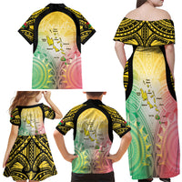 Vanuatu Independence Day Family Matching Off Shoulder Maxi Dress and Hawaiian Shirt The Untouched Paradise LT05 Mom's Dress Colorful - Polynesian Pride
