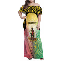 Vanuatu Independence Day Family Matching Off Shoulder Maxi Dress and Hawaiian Shirt The Untouched Paradise
