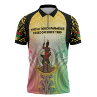 Vanuatu Independence Day Zipper Polo Shirt The Untouched Paradise LT05 Colorful - Polynesian Pride