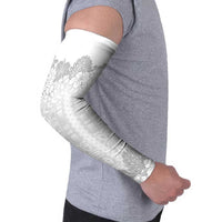 Samoa Lotu Tamaiti Arm Sleeves White Sunday Polynesian Pattern With Tropical Flowers - Polynesian Pride