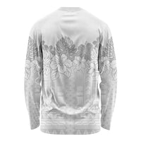 Samoa Lotu Tamaiti Long Sleeve Shirt White Sunday Polynesian Pattern With Tropical Flowers